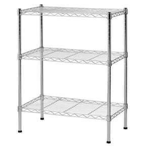 Estante Aço 3 Prateleiras Cromada 90 Cm C Rodinha Giratoria