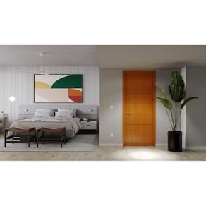 Porta de Madeira 210x90cm Mso Eucaplac Frisada Tivoli Eucatex Nogal Mel