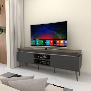 Rack para TV Até 75 Polegadas Lumen 2 Portas com Led Carvalho/Grafite - Panorama Móveis