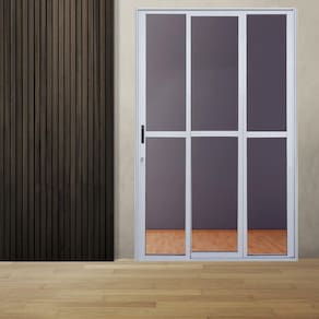 Porta Sacada de Alumínio 3 Folhas Sequenciais 210 x 180cm com Fechadura Linha 25 Branco