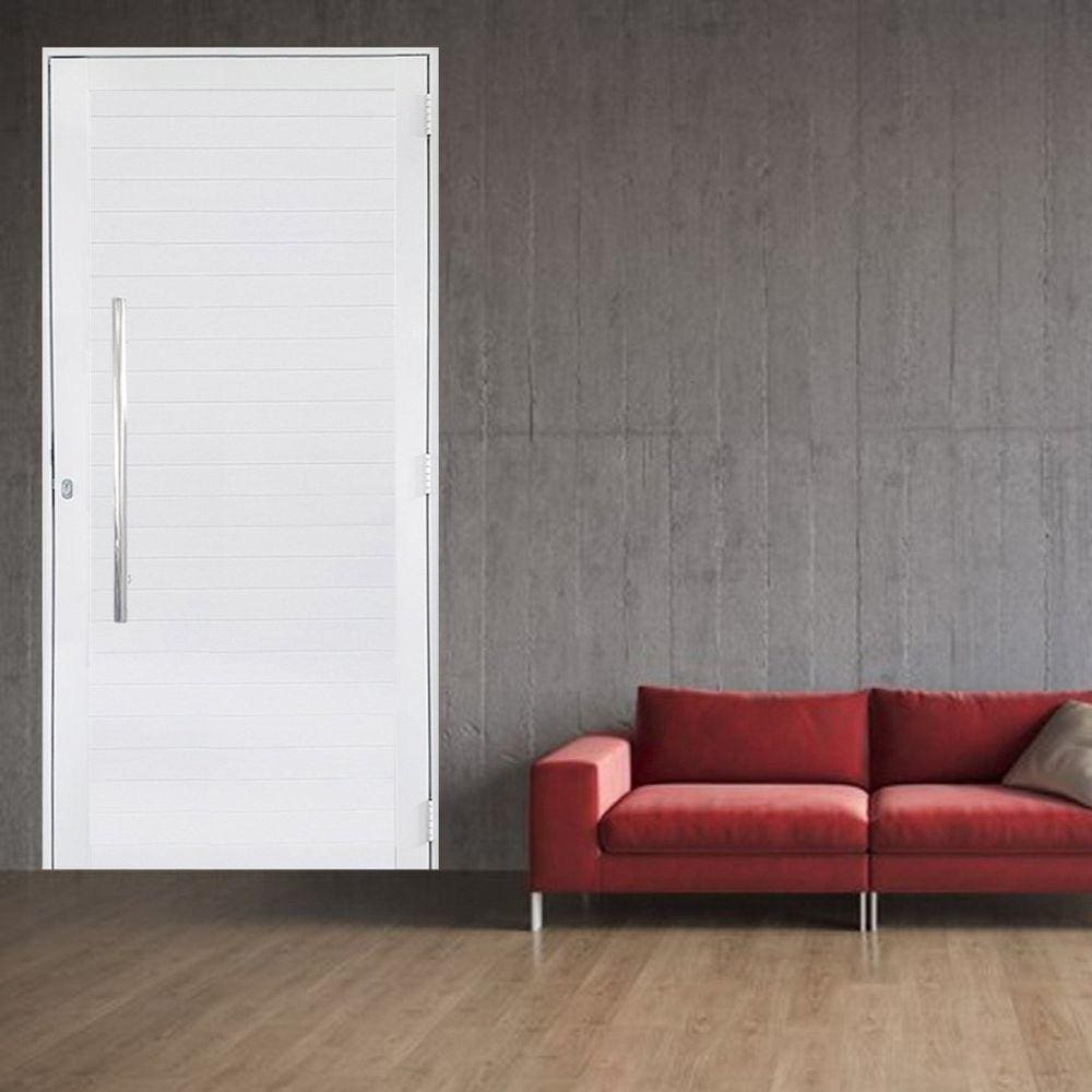 Porta Lambril de Alumínio 210 x 90cm com Puxador Linha 30 Lado Direito Branco