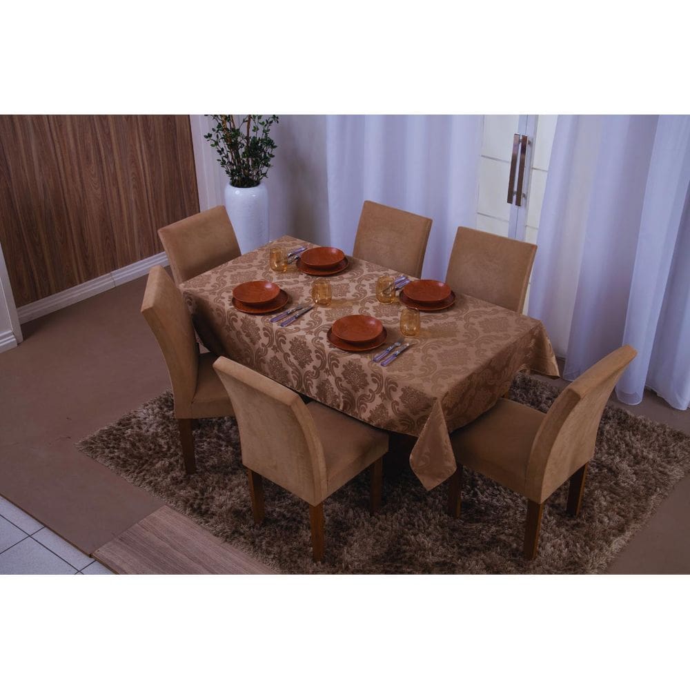 Toalha De Mesa Retangular 6 Lugares Jacquard 1,35X2,00