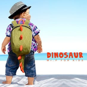 Mochila Generic Boys Dino Green Poliéster Denim 20L