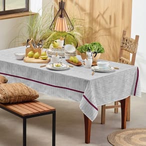 Toalha de Mesa Retangular 1,40m x 2,10m - Mesa Basic - Talheres - Lepin Enxovais