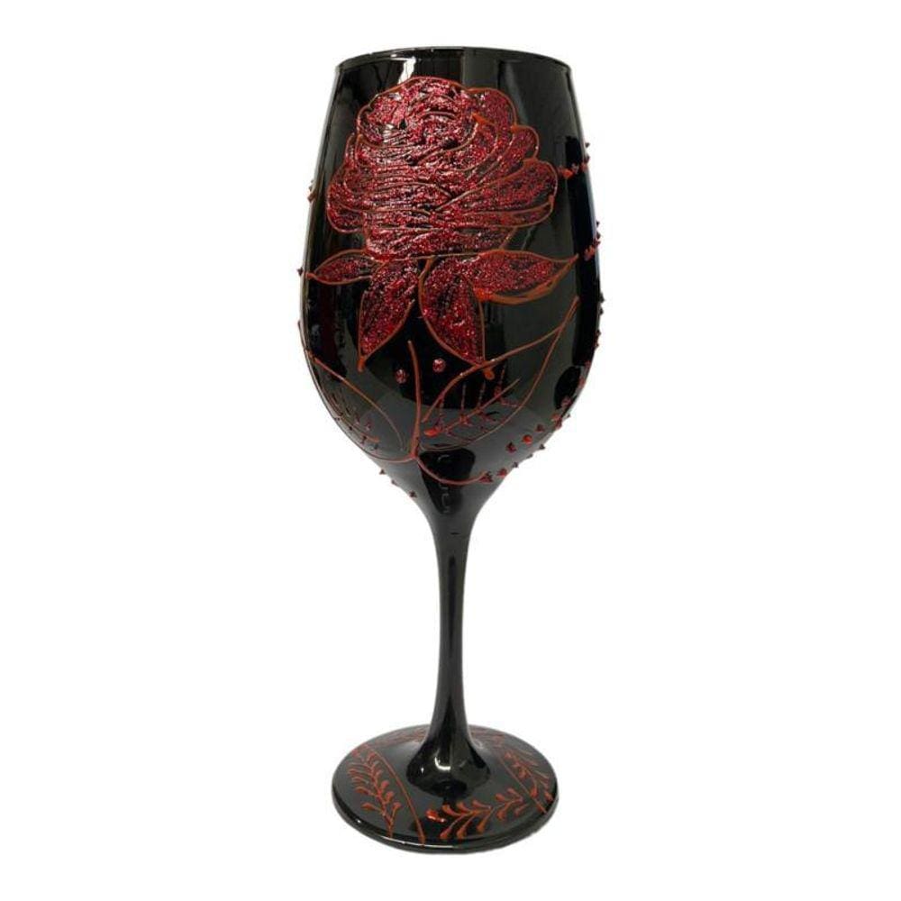 Taça Pomba Gira Negra E Rosa Vermelha Barone Cristal 490Ml
