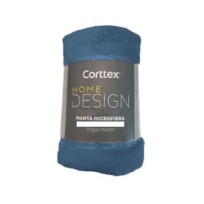 Manta De Microfibra Solteiro Corttex Azul 1,50M X 2,00M