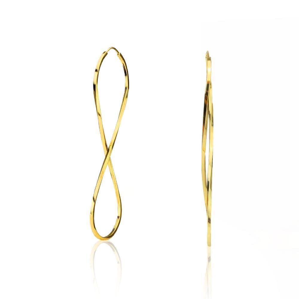 Brinco Argola Infinito Torcido Em Ouro 18K