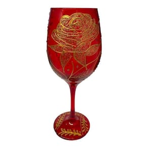 Taça Pomba Gira Vermelha E Rosa Dourada Barone Cristal 490Ml