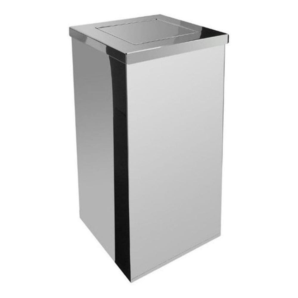 Lixeira Inox Quadrada Com Tampa Vai-Vem 36 Litros