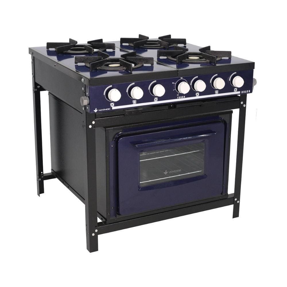 Fogão A Gás Bravo Multicores 4 Bocas Com Forno Br4bf - Venâncio Azul Azul