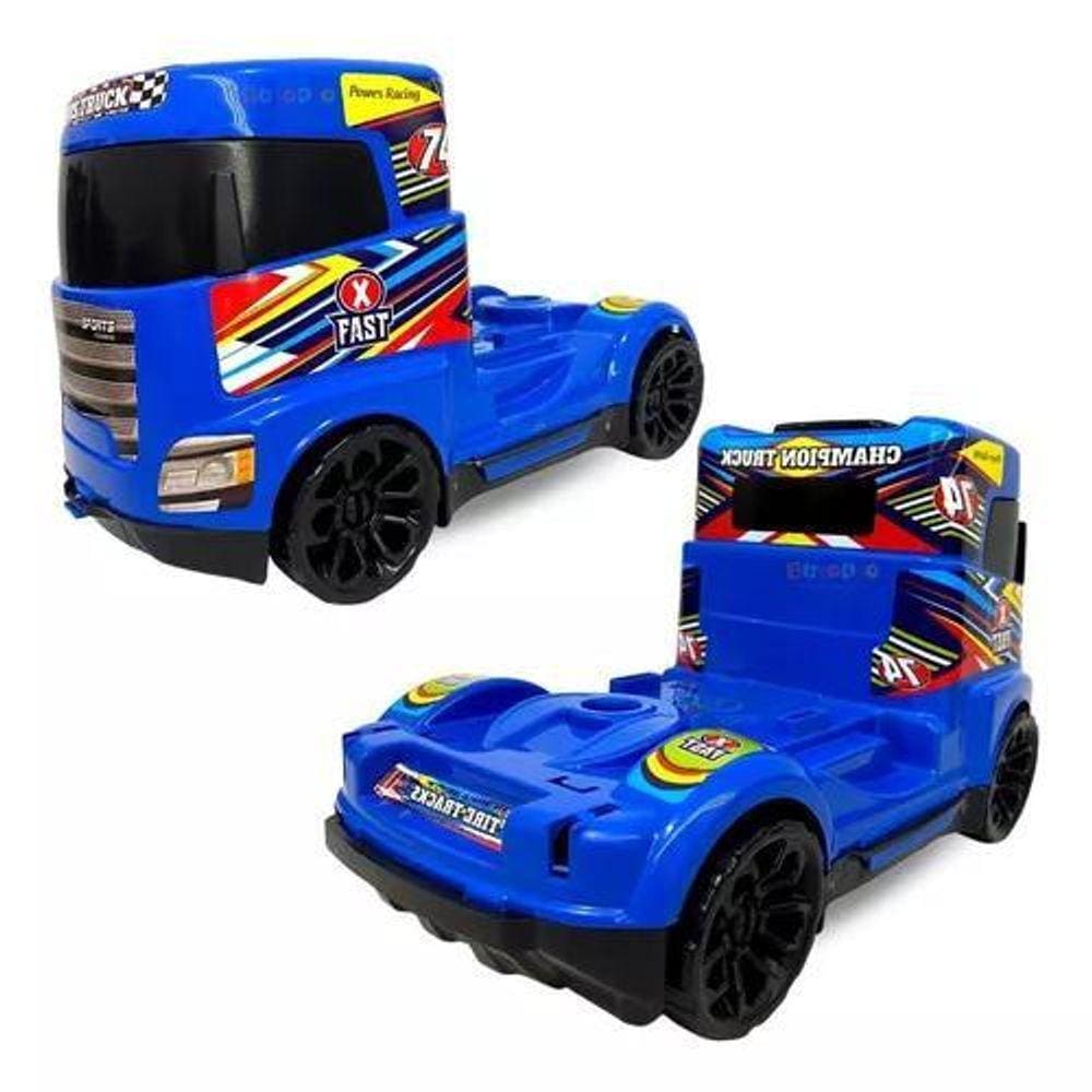 Caminhão De Brinquedo Cabine De Plástico 29Cm - Azul