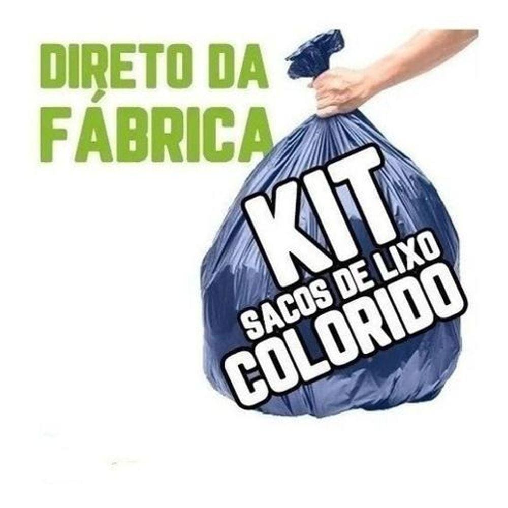 Kit 100 Sacos Lixo 60L E 100L Branco + Verde + Azul