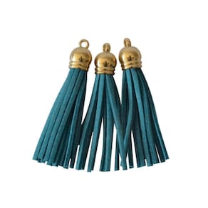 Pingente Tassel De Camurça 5 Cm Mf-47 Azul 8 Un - Kit