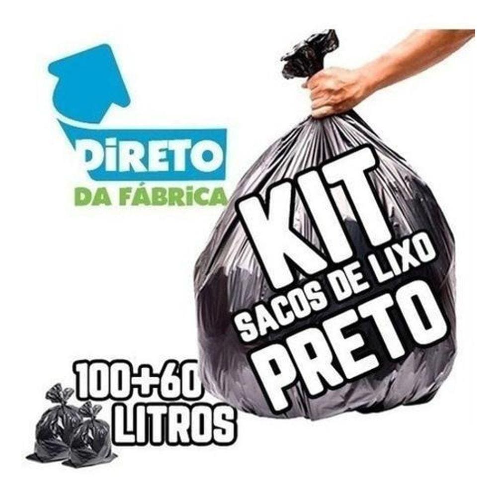 Kit Saco Lixo 100Un 100L + 100Un 60L Preto