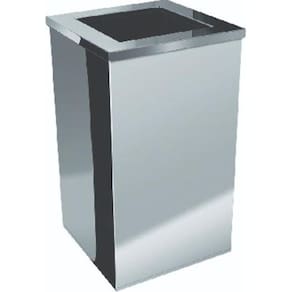 Lixeira Quadrada Em Aço Inox Com Tampa Aro Aberta 50 L