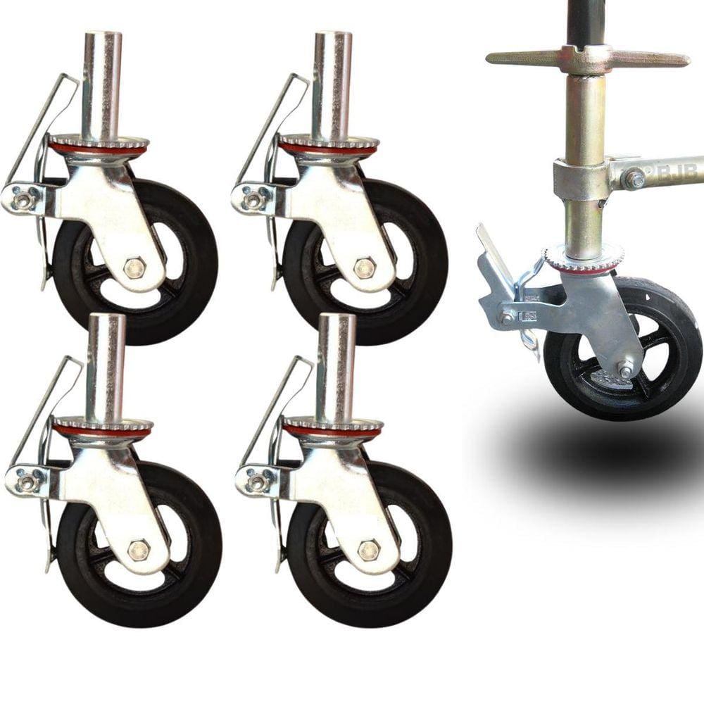 Kit 4 Rodizio Rodas Giratoria Andaime C/Freio Borracha