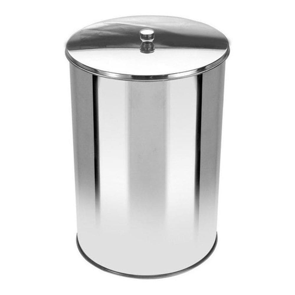 Lixeira Office Redonda Com Tampa Em Aço Inox 5 Litros
