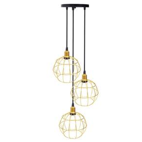 Lustre Pendente Aramado Triplo Globo Cabo Regulável Luminária Agp Ilumini Retro