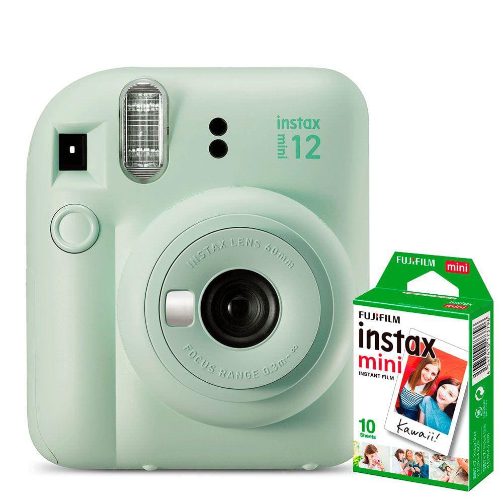 KIT Câmera Fujifilm Instax Mini 12 Verde Menta + Filme de 20 Poses