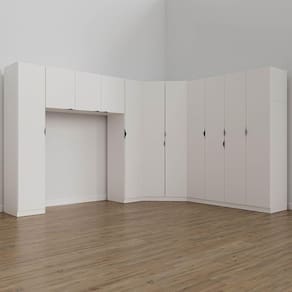 Guarda Roupa Modulado Casal de Canto 11 Portas 5 Peças Hera Cabecasa Madeiramadeira Branco Geada/Preto