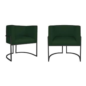 Kit 2 Poltrona Decorativa Base de Ferro Suede Munique Verde/Preto