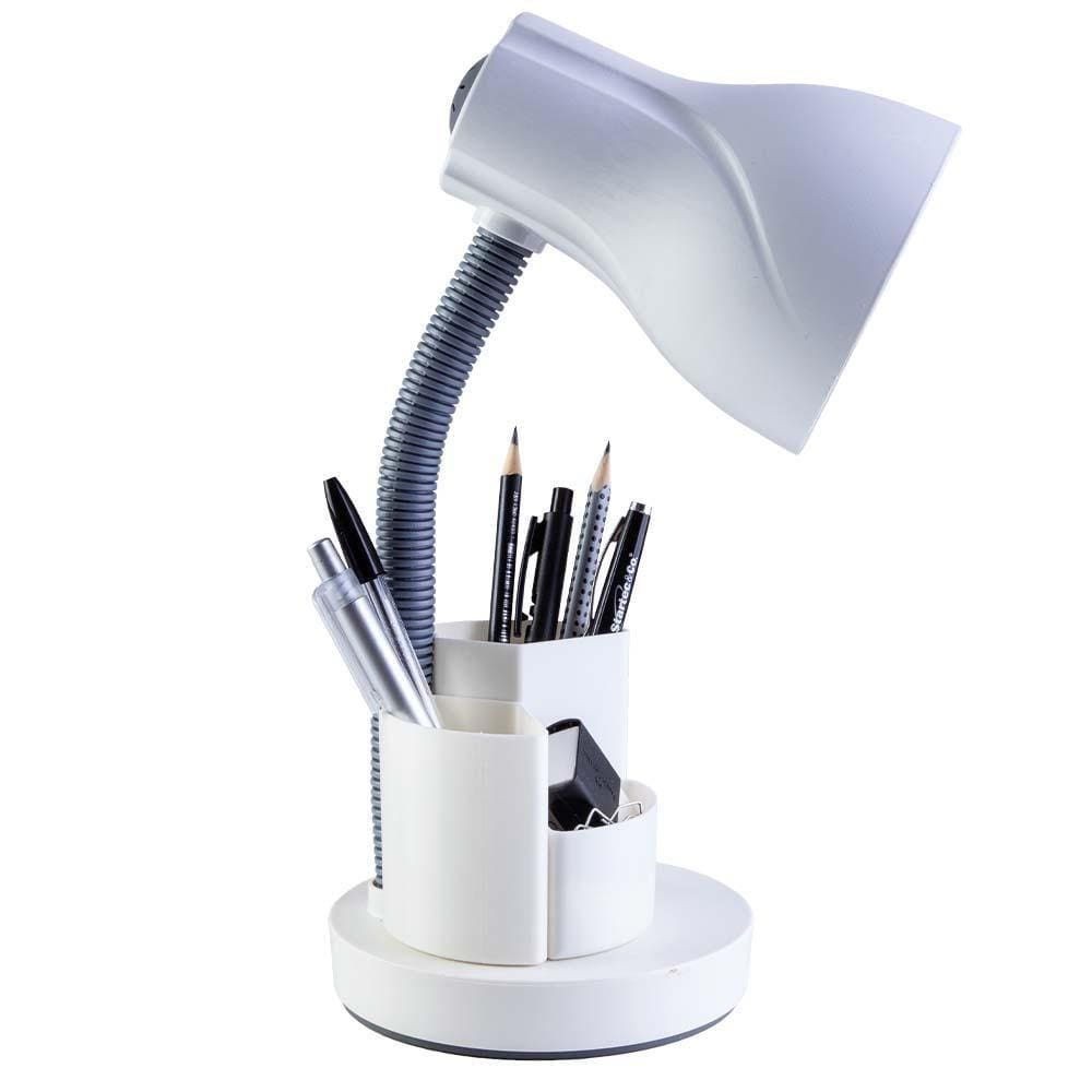 Luminária Mesa Spiralle c/ Porta Lápis/Caneta Branca 12,5cm