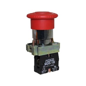 Botão Metálico Cogumelo 40Mm Vermelho M20Ak Metaltex