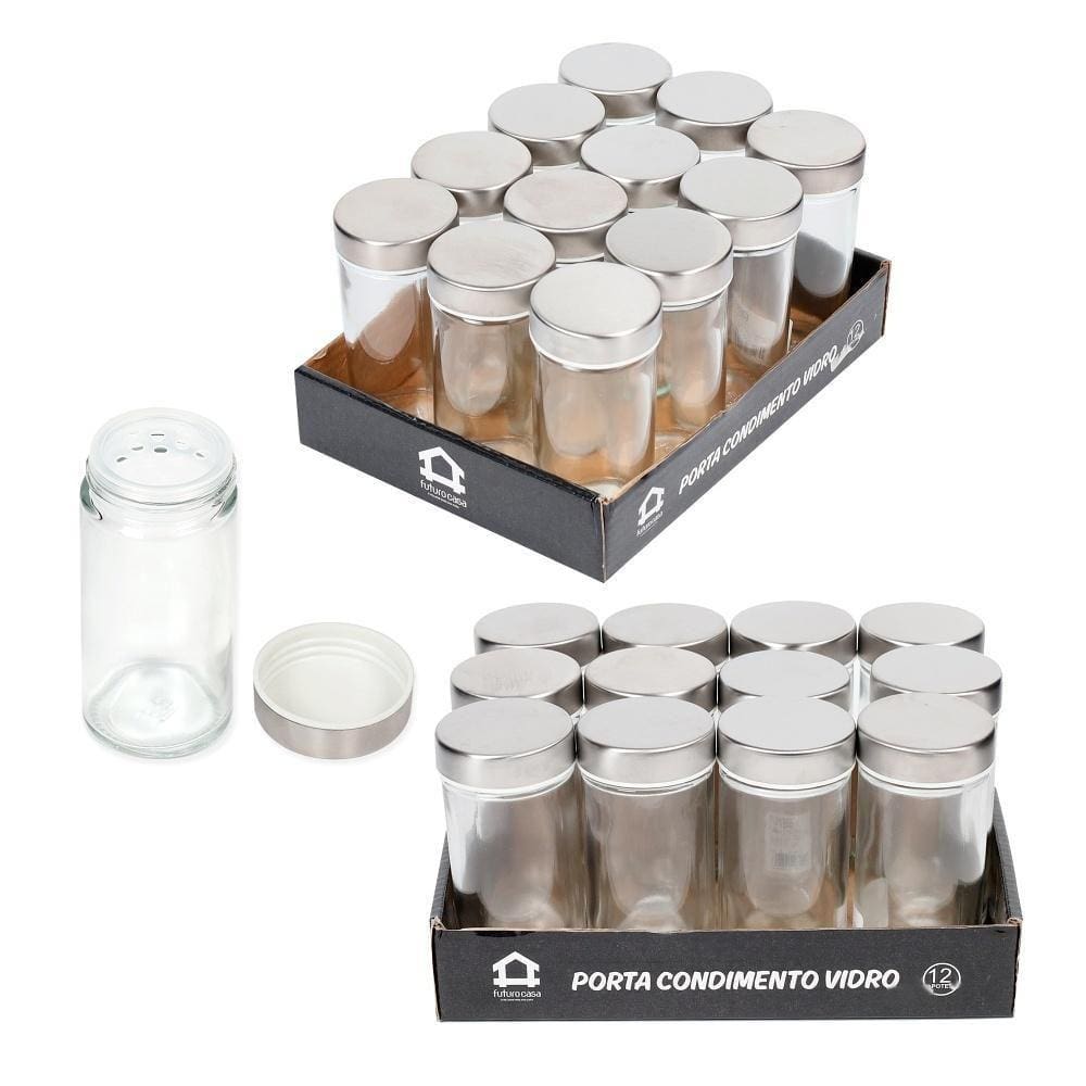 Kit 12 Porta Tempero S Condimentos Potes Inox 80Ml