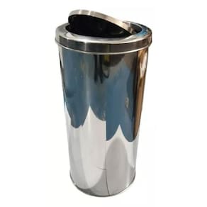 Lixeira De Inox 35 Litros Tampa Basculante Para Escritório