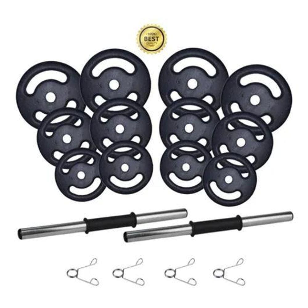 Kit 24Kg Anilha/ Halteres De Ferro Premium + Barra Oca