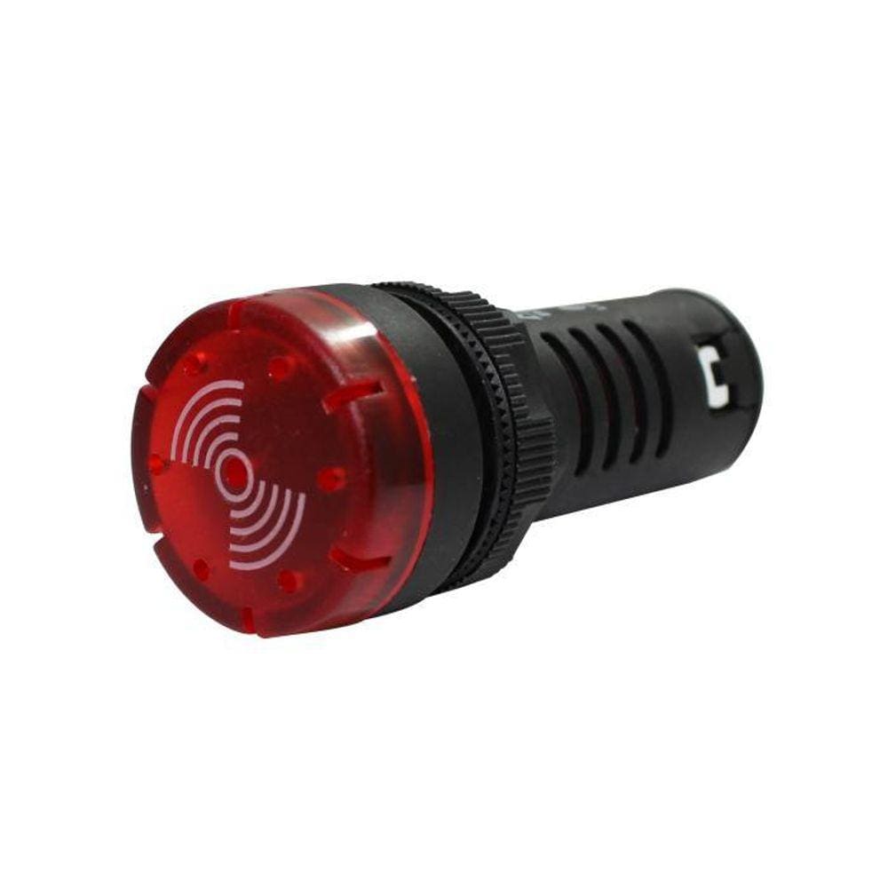 Sinaleiro Sonoro 22mm 12V Vermelho Bz Metaltex