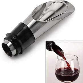 Tampa Rolha Funil Para Garrafa Vinho Com Bico Dosador Inox
