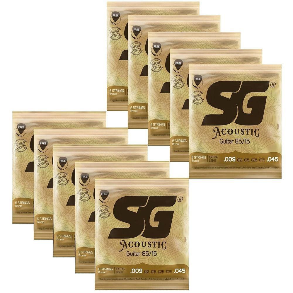 Kit 10 Encordoamentos Violao Aco Sg Bronze 009 Cod 6684