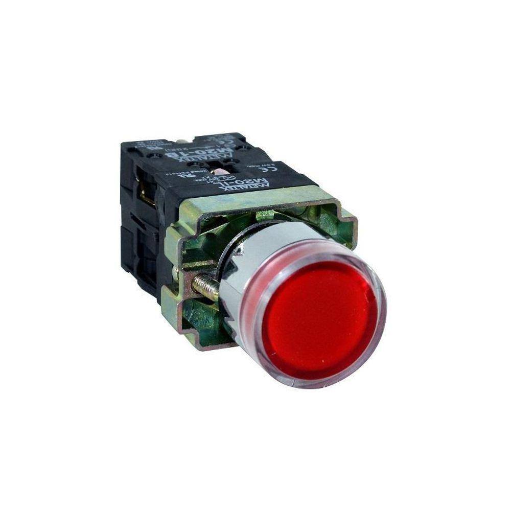 Botão de Comando Metálico 22mm Vermelho IP40