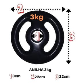 Kit 4X Anilhas De 03Kg Emborrachada Super Premium Preta