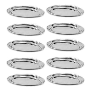 Kit 10 Travessas De Inox Rasa Bandeja Oval 30X22Cm Frigopro