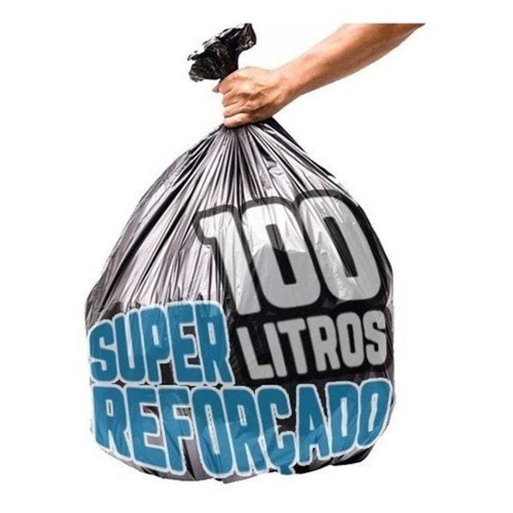 Saco De Lixo 100 Litros 100 Un Preto Super Reforçado