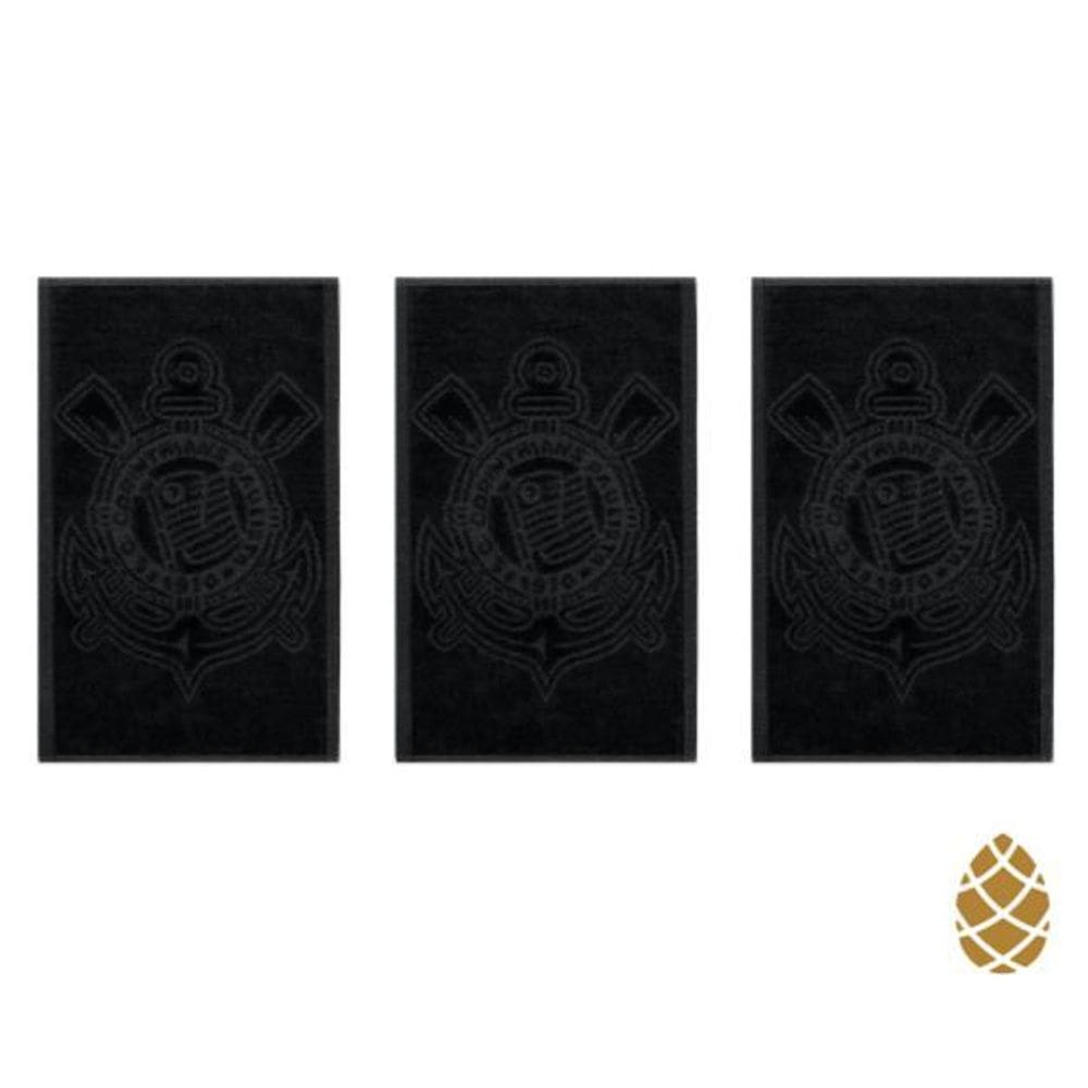 Kit 3 Toalhas De Academia/Mão Buettner Corinthians Preto