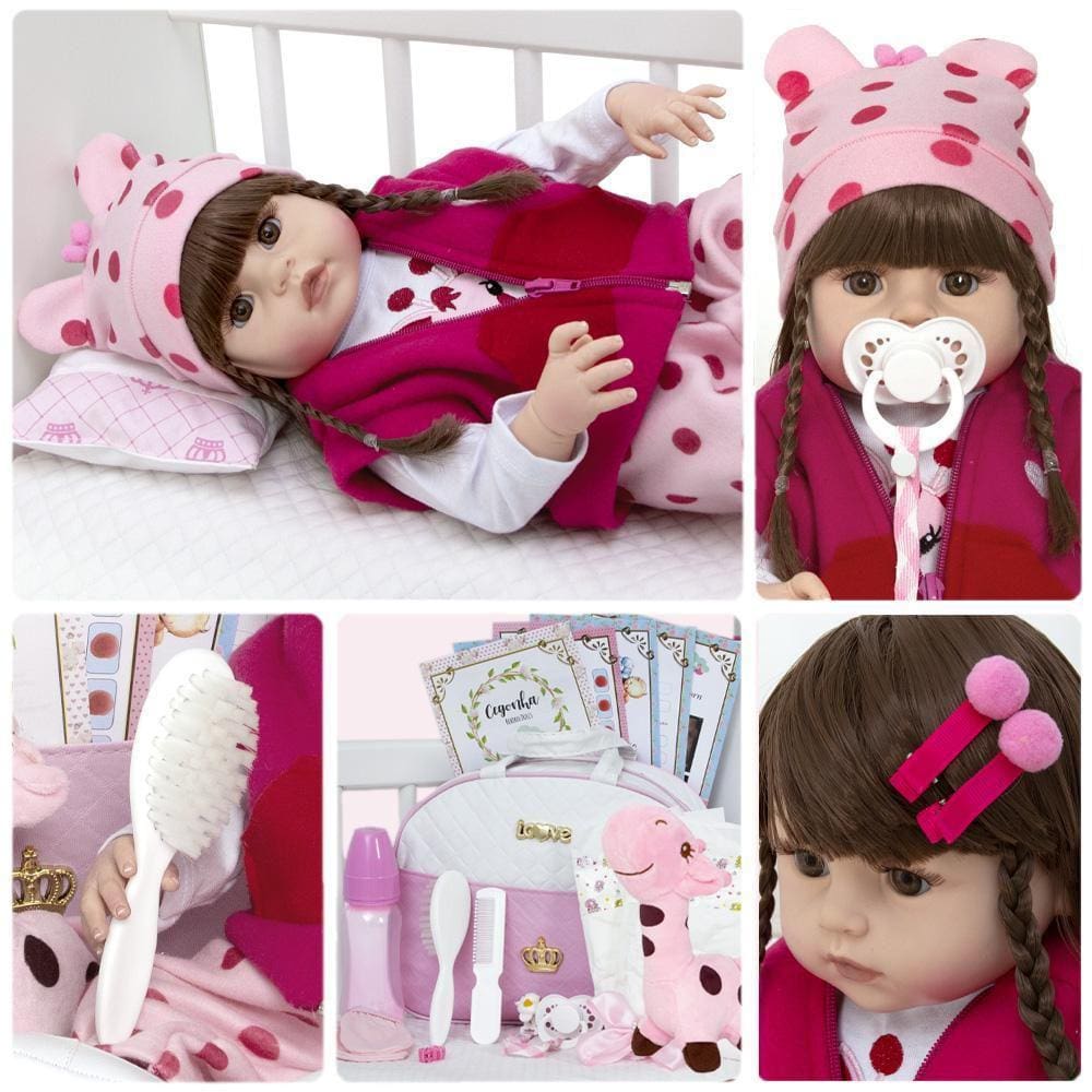 Boneca Reborn Realista Menina Girafinha Com Bolsa E Itens