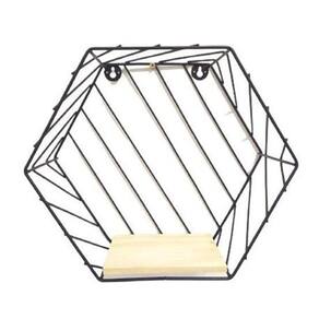Prateleira Hexagonal Metal/Madeira Decoração - 29Cm