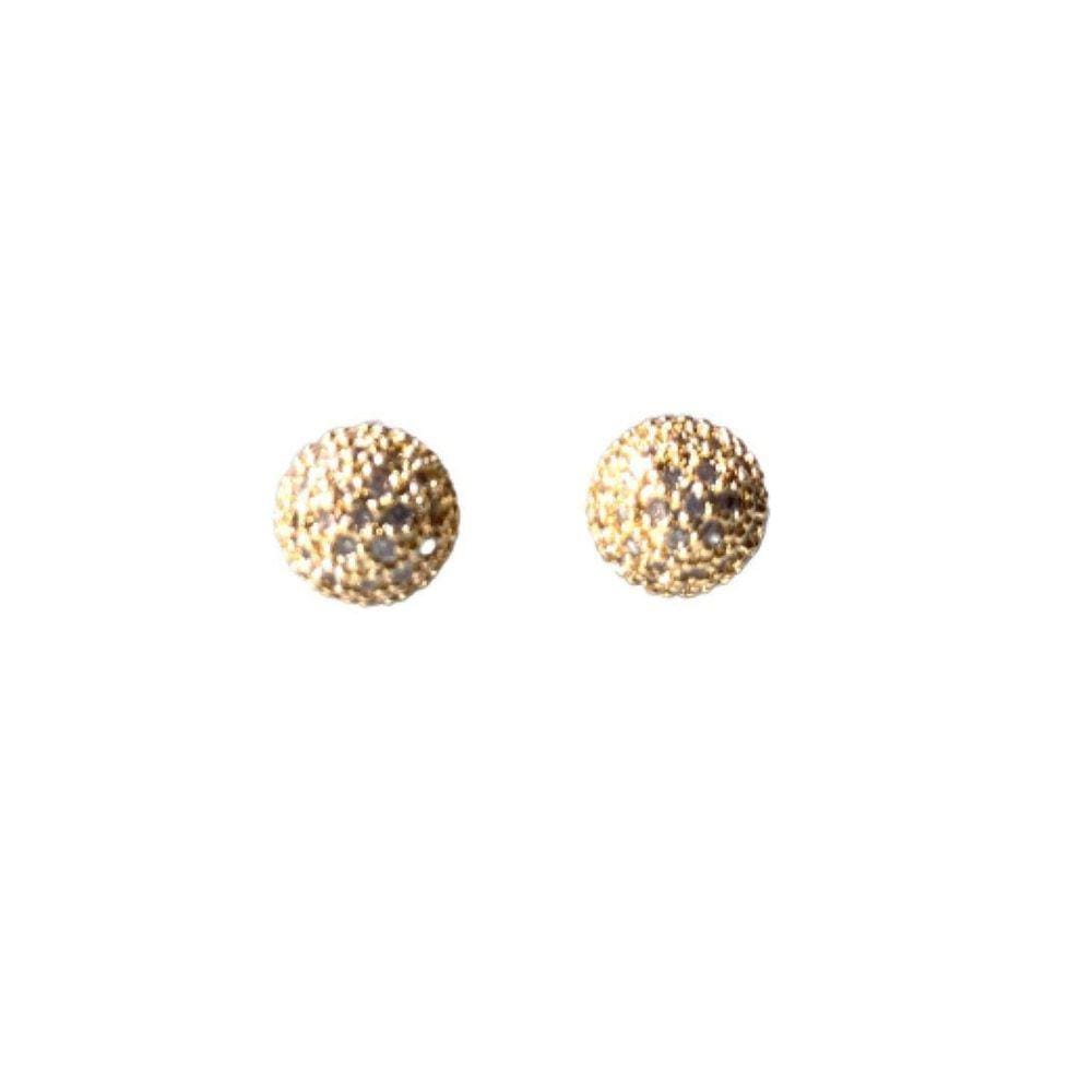 Brinco Bolinha G Dourado Microzirconias Semijoia Lizzy Fatin