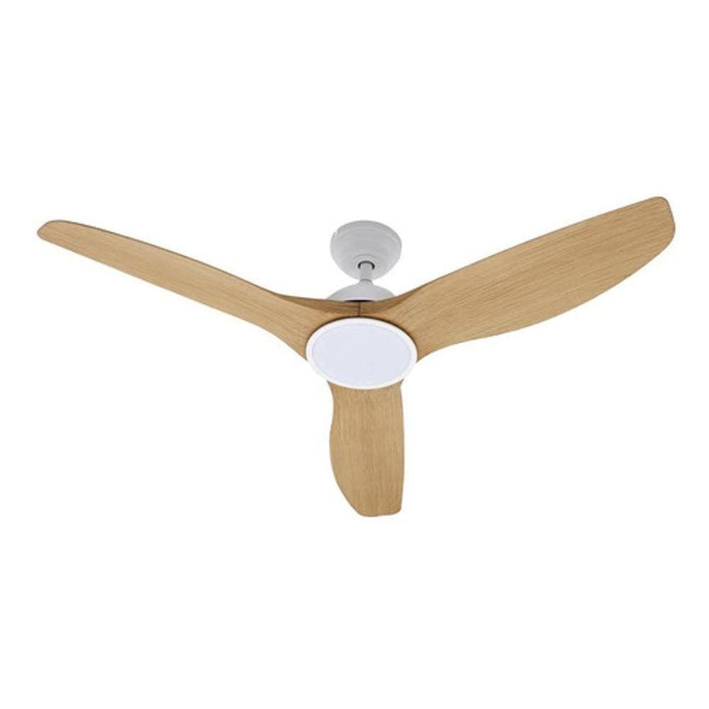 Ventilador Teto Bivolt Branco Madeira Led 3 Cores - 132 Cm