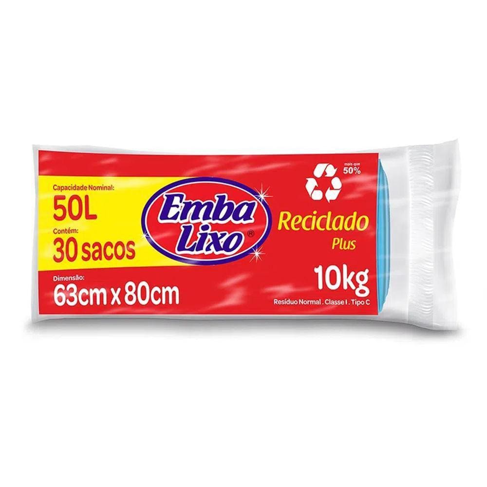 Saco Para Lixo 50L Azul Rolo C/30 Embalixo