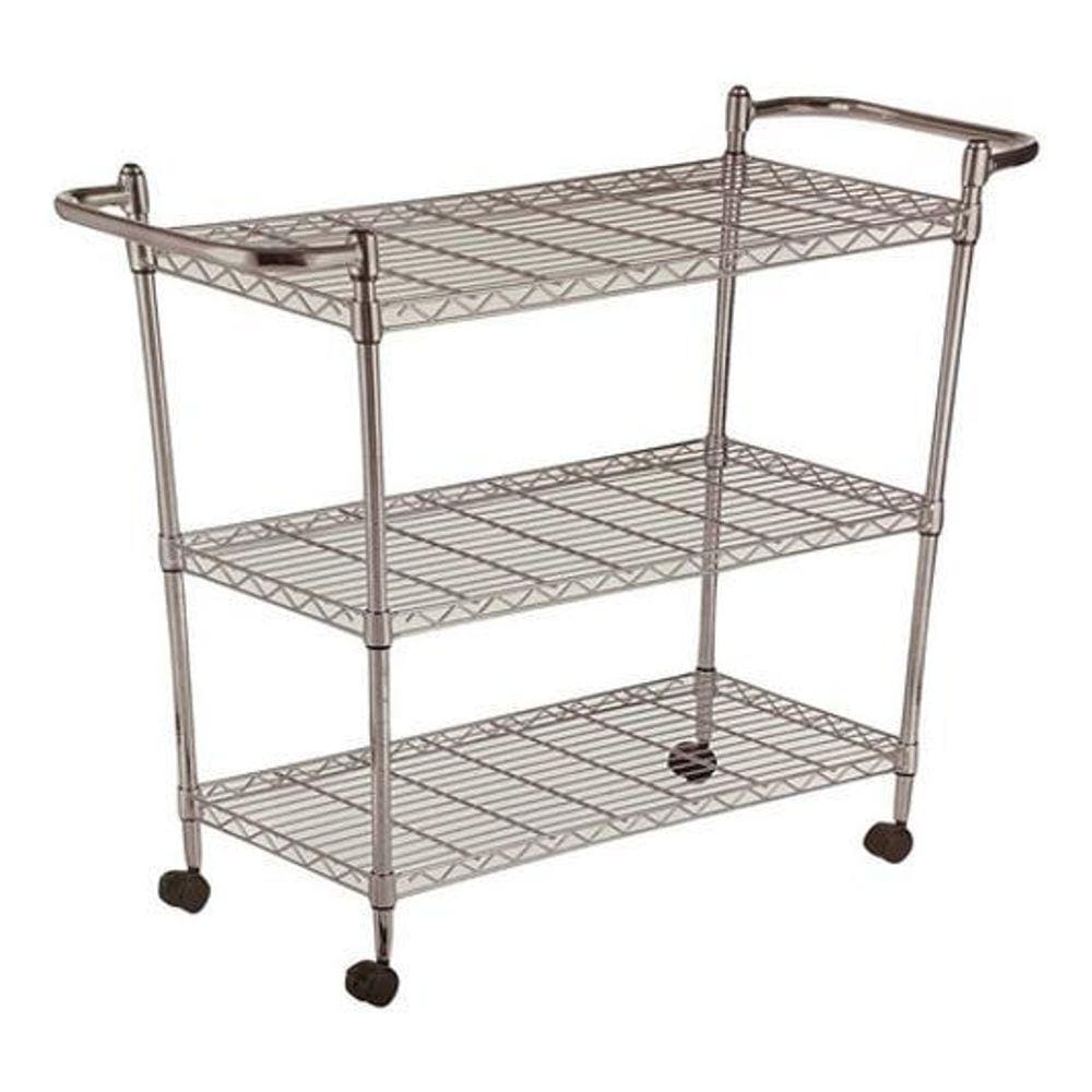 Carrinho Organizador Multiuso Com Rodas Cromado 97X77X35Cm