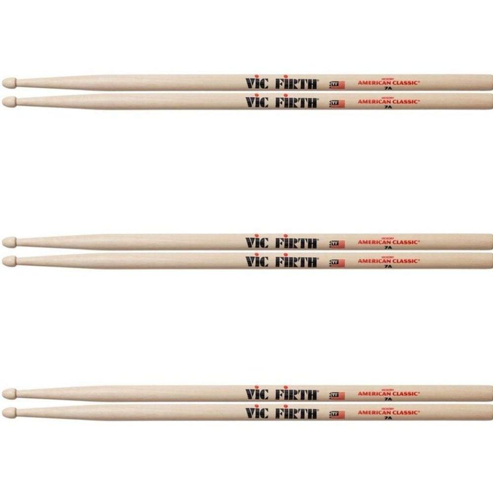 Kit 3 Pares Baquetas Vic Firth 7A American Classic Cod1265