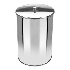 Lixeira Office Redonda Com Tampa Em Aço Inox 10 Litros
