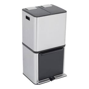 Lixeira Chão Seletiva Tripla Smart Aço Inox 50L - Prateado