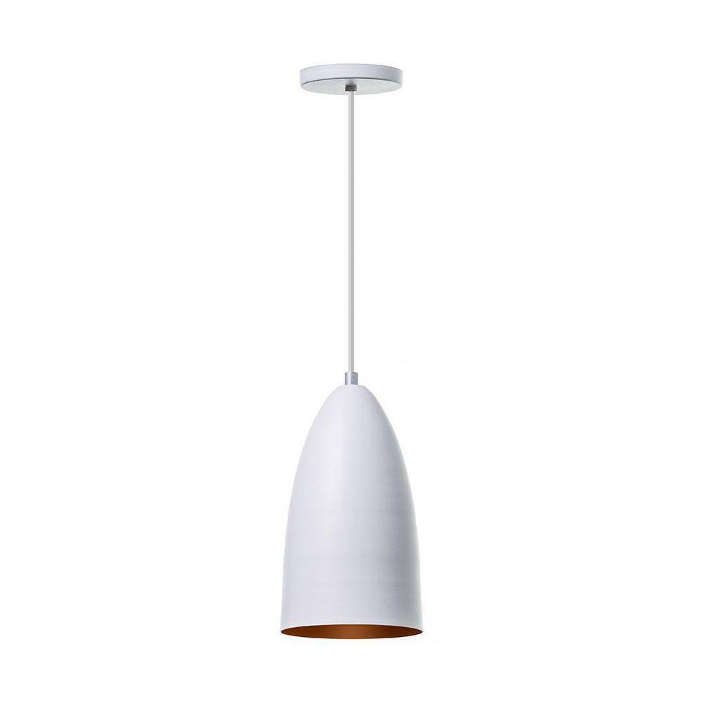Lustre Pendente Bala Alumínio M Branco 22Cm