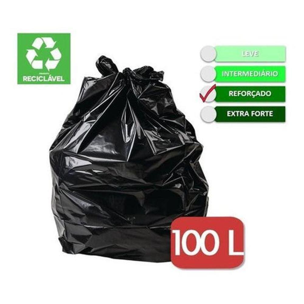 Saco De Lixo 100 Litros Reforçado Com 100 Unidades - Fabrica