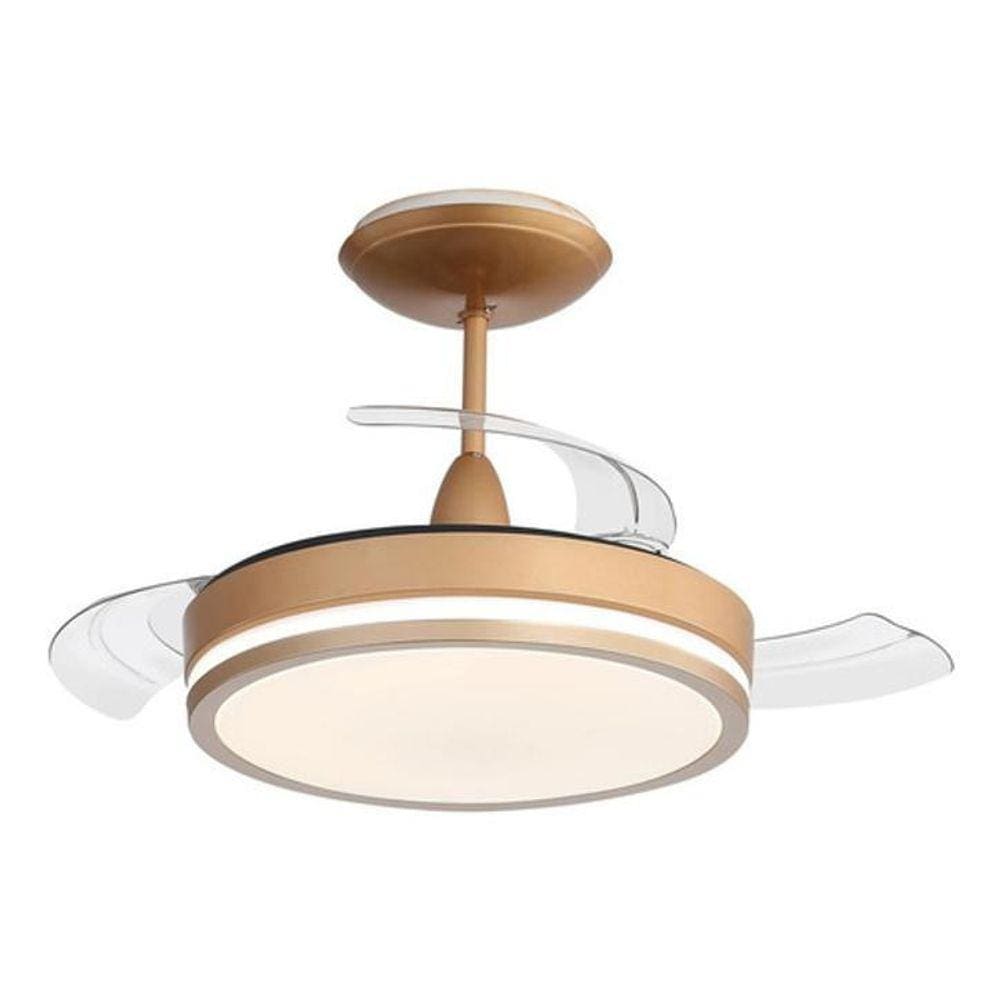 Ventilador Teto Retrátil Controle 3 Pás Mini Dourado - 91 Cm